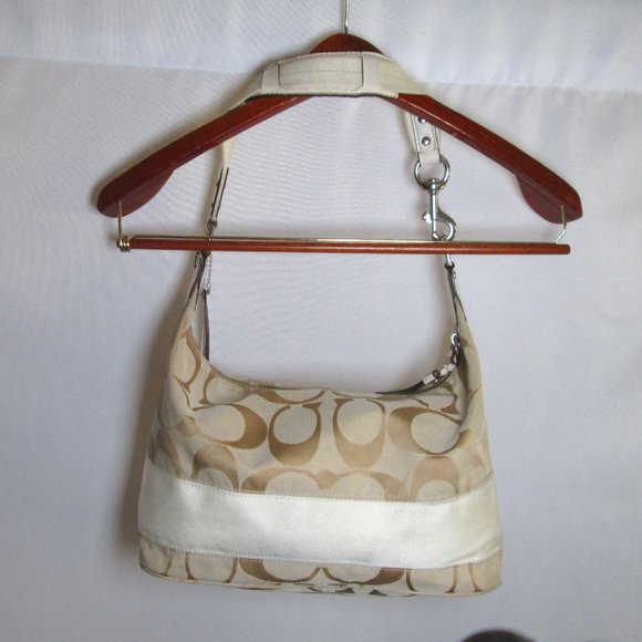 Coach Beige and Cream Colored Shoulder Hobo Purse # E1182-F17434 Pre-own… - Picture 2 of 15